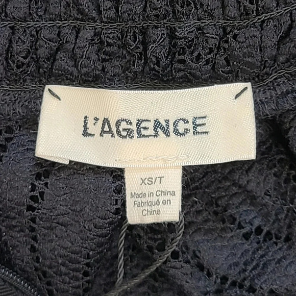 L'Agence Samara Black Sheer Lace Long Sleeve Bell Sleeve Turtleneck Top XS - Picture 14 of 16